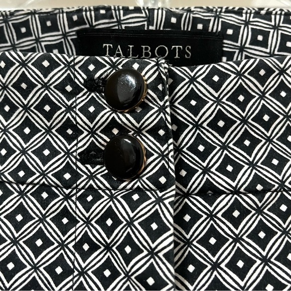 TALBOTS Black White Geometric Print Tapered Hem Cropped Heritage Pants Size 14 - Picture 4 of 10